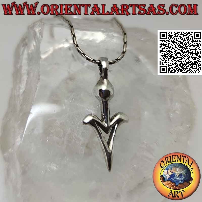 Pendentif en argent, pointe de flèche lisse et élégante