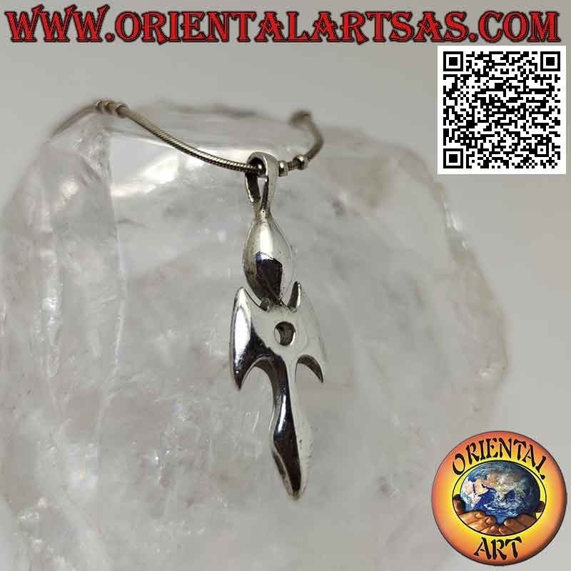 Ciondolo in argento, pugnale daga con manico largo stilizzato e liscio