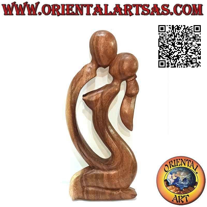 Sculpture "baiser" de style abstrait classique en bois de suar, 40 cm (transparent)