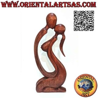 Scultura "bacio" classica in stile abstract in legno di suar, 50 cm (scura)