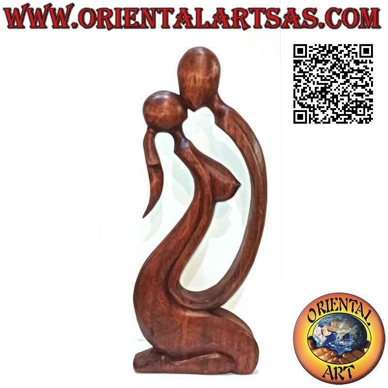 Skulptur "Kuss" im klassischen abstrakten Stil aus Suarholz, 50 cm (dunkel)