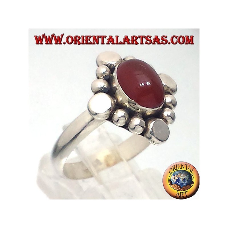 Silberring mit Karneol oval Cabochon