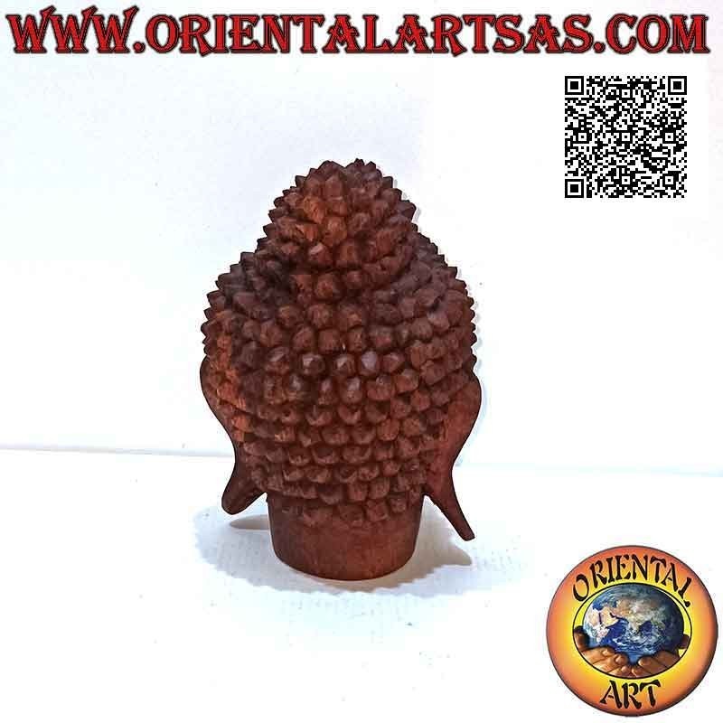 Dreidimensionale Buddha-Kopfskulptur, geschnitzt aus einem einzigen 16 cm großen Block Suarholz