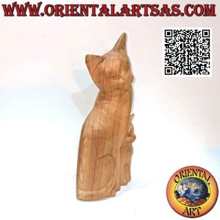 Escultura de gato y cachorro de madera de balsa de 25 cm