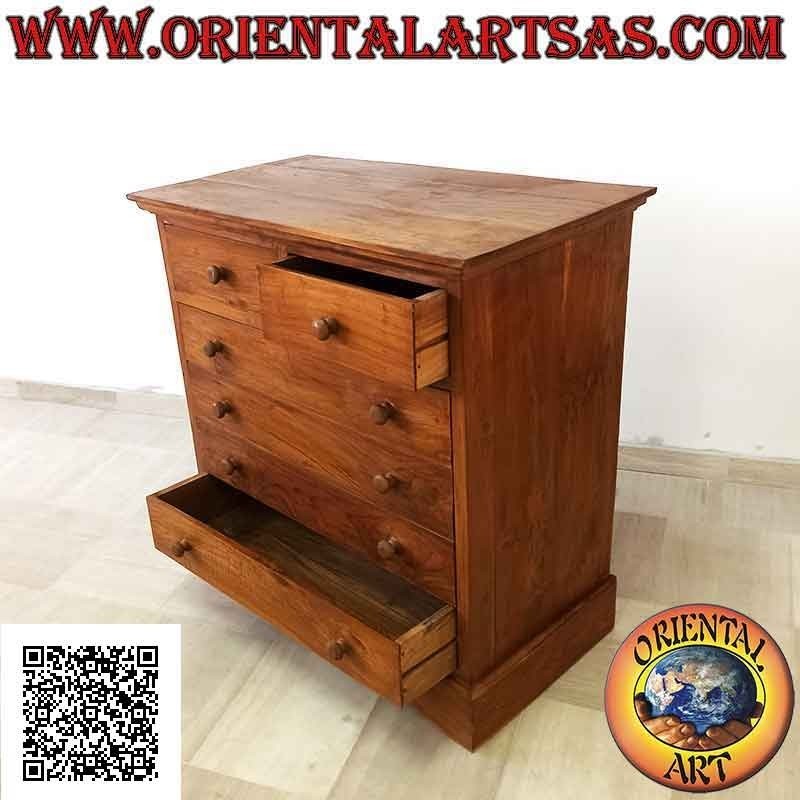 Commode rectangulaire à quatre tiroirs et deux tiroirs en bois de teck (profondeur 55)