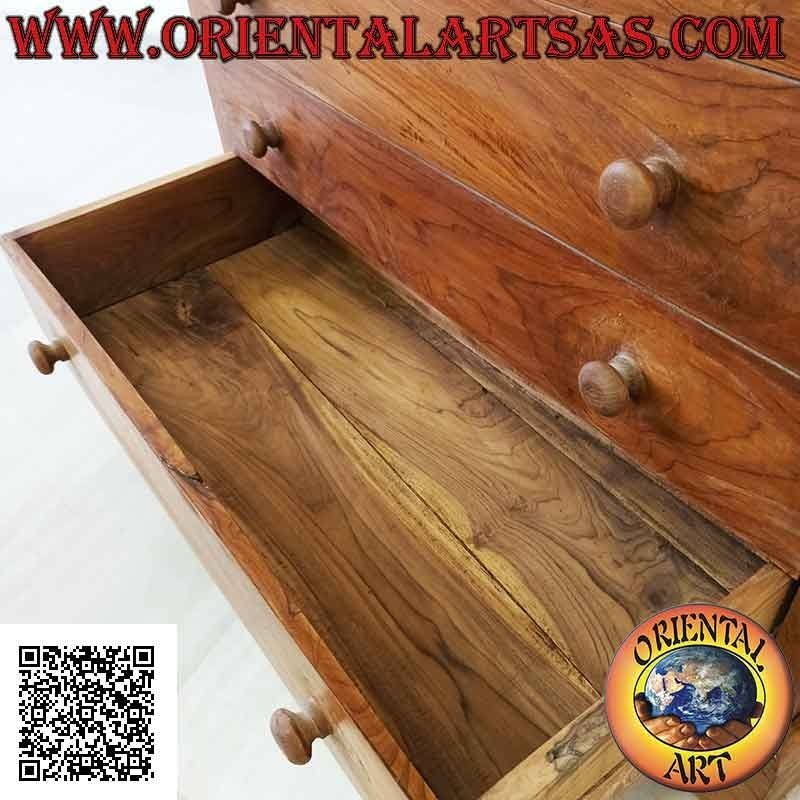 Commode rectangulaire à quatre tiroirs et deux tiroirs en bois de teck (profondeur 55)