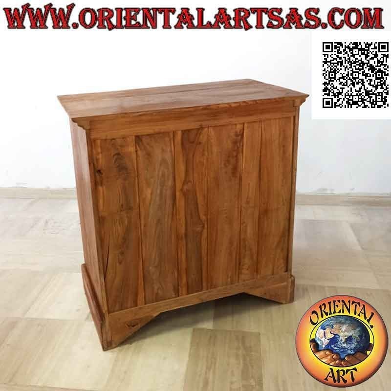 Cajonera rectangular con cuatro cajones y dos cajones en madera de teca (fondo 55)