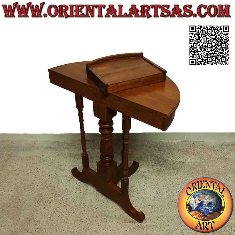 Mesa consola Crescent para recibidor trípode con cajón de madera de teca