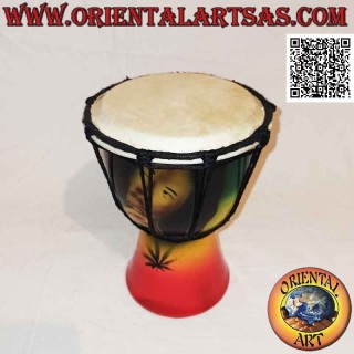 20 cm "Jamaica decoration" djembé bongo, hand painted, in mahogany wood and goatskin
