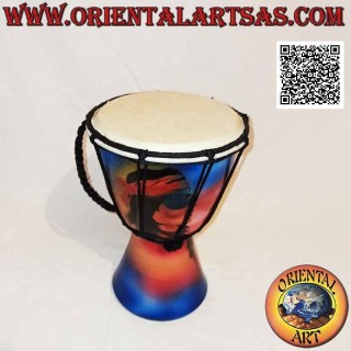 Bongo djembé "decorazione Jamaica" da 25 cm, dipinto a mano, in legno di mogano e pelle di capra (4)