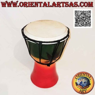 Bongo djembé "Decoración Jamaica" 25 cm, pintado a mano, en madera de caoba y piel de cabra (5)