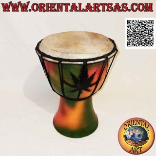 Bongo djembé "decorazione Jamaica" da 25 cm, dipinto a mano, in legno di mogano e pelle di capra (7)