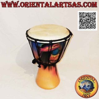 Bongo djembé "Jamaica decoration" of 25 cm, hand painted, in mahogany wood and goatskin (8)