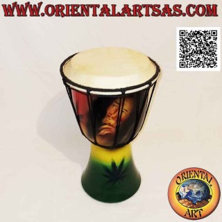 30 cm djembé bongo "Jamaica decoration", hand painted, in mahogany wood and goat skin (1)