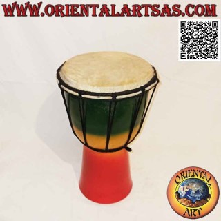 Bongo djembé "décor Jamaïque" 30 cm, peint à la main, en bois d'acajou et cuir de chèvre (3)