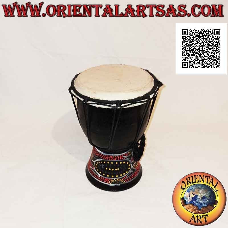 Bongo djembé "mosaico decoración de cocodrilo" 20 cm, color negro, en madera de caoba y piel de cabra