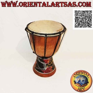 Bongo djembé "mosaico decoración de cocodrilo" 25 cm, color claro, en madera de caoba y piel de cabra