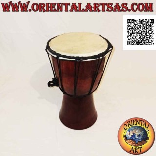 Bongo djembé "semplice" da 25 cm, colore noce scuro, in legno di mogano e pelle di capra