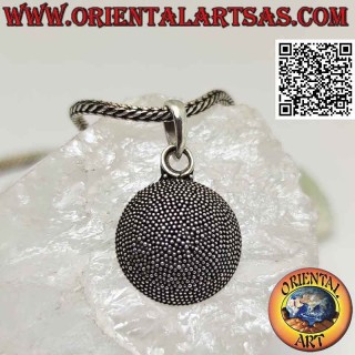 Pendentif en argent, section de sphère formée de microsphères (fait main)