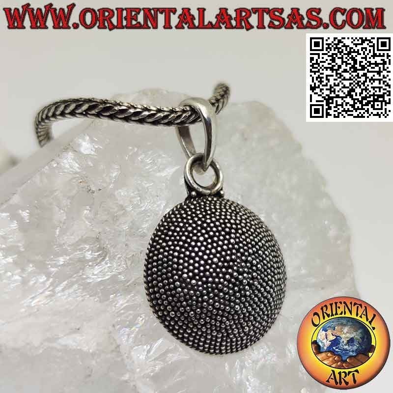 Pendentif en argent, section de sphère formée de microsphères (fait main)