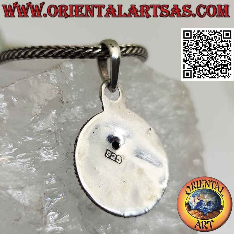 Pendentif en argent, section de sphère formée de microsphères (fait main)