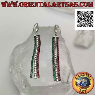 Pendientes de mariposa de plata con tres colgantes de mini tenis de circonitas "tricolor italianas"
