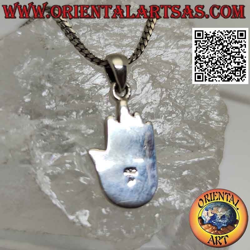 Silver pendant, hand with eye on the palm in relief