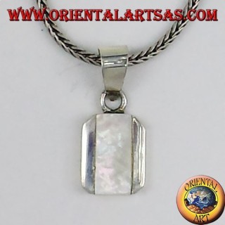 silver pendant, with rectangular mother of pearl