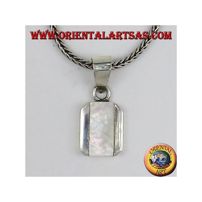silver pendant, with rectangular mother of pearl