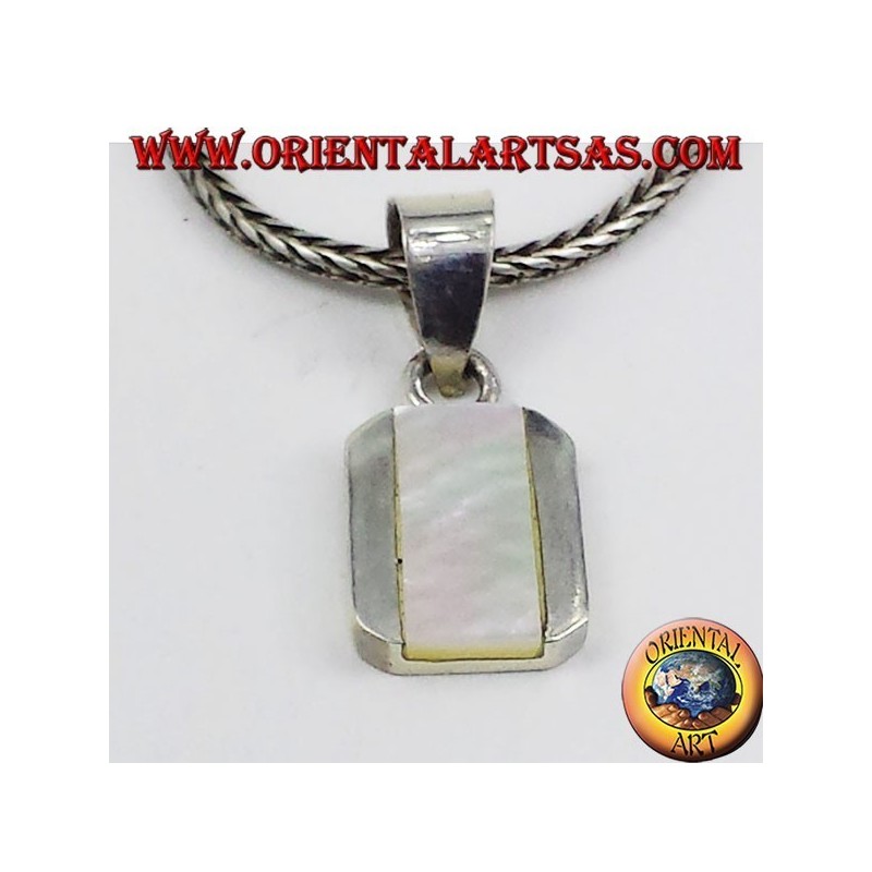 colgante de plata rectangular con nácar