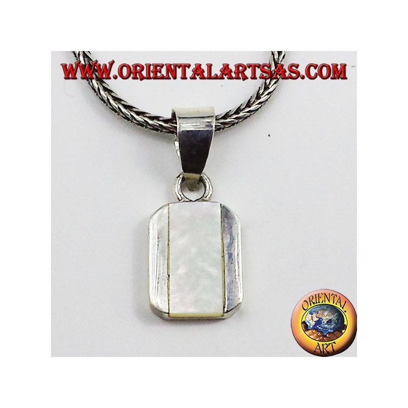 colgante de plata rectangular con nácar