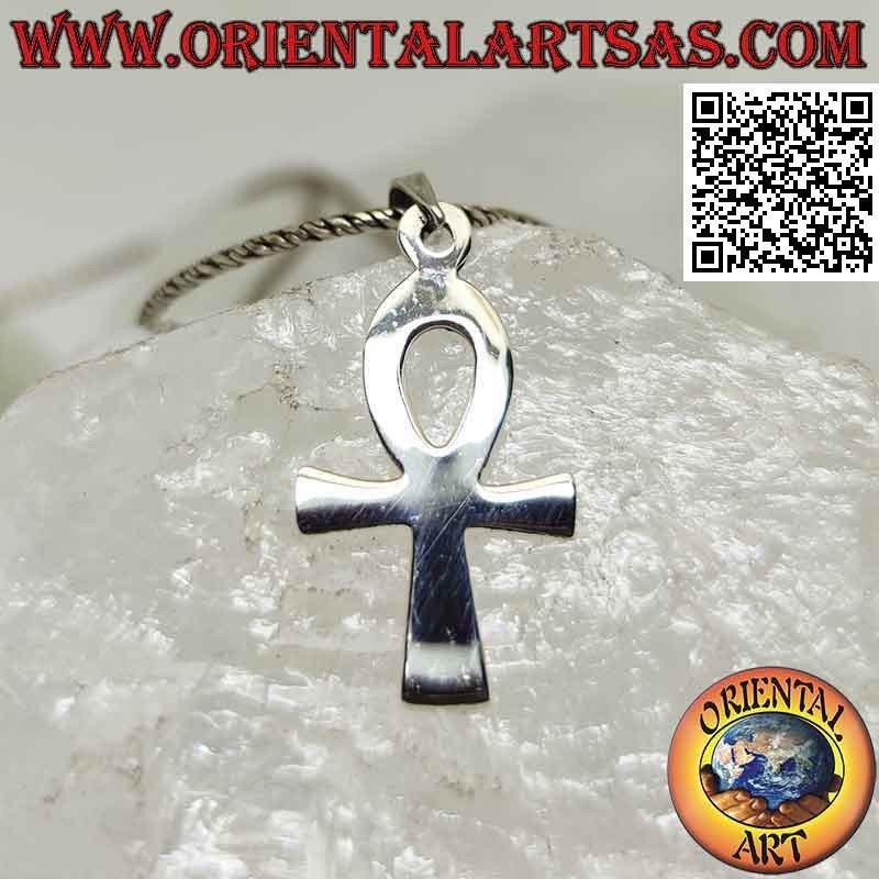 Silver pendant, Egyptian cross ankh (key of life) smooth and flat