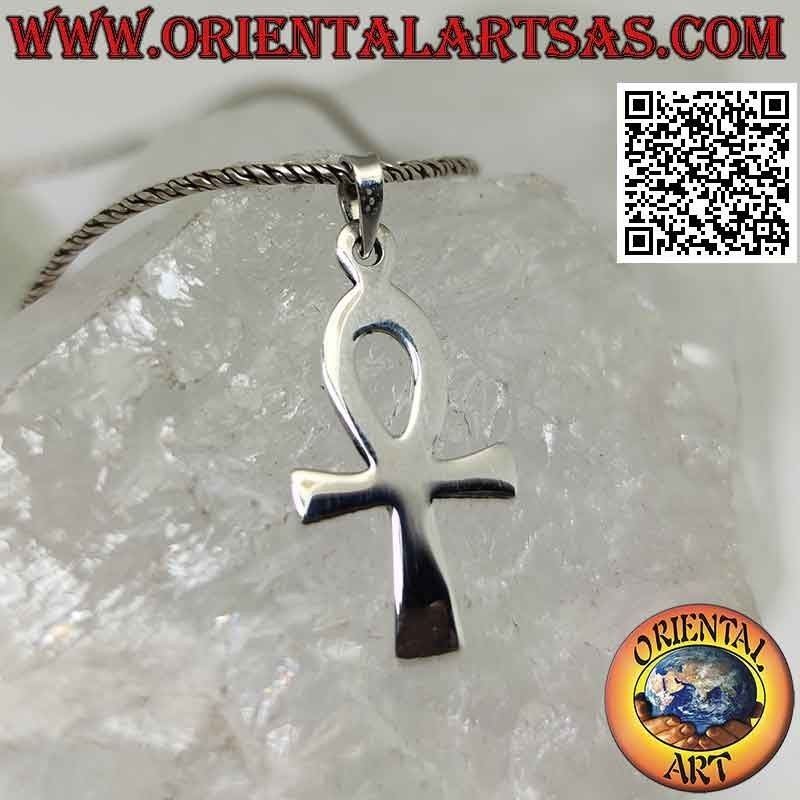 Pendentif en argent, croix égyptienne ankh (clé de vie) lisse et plate