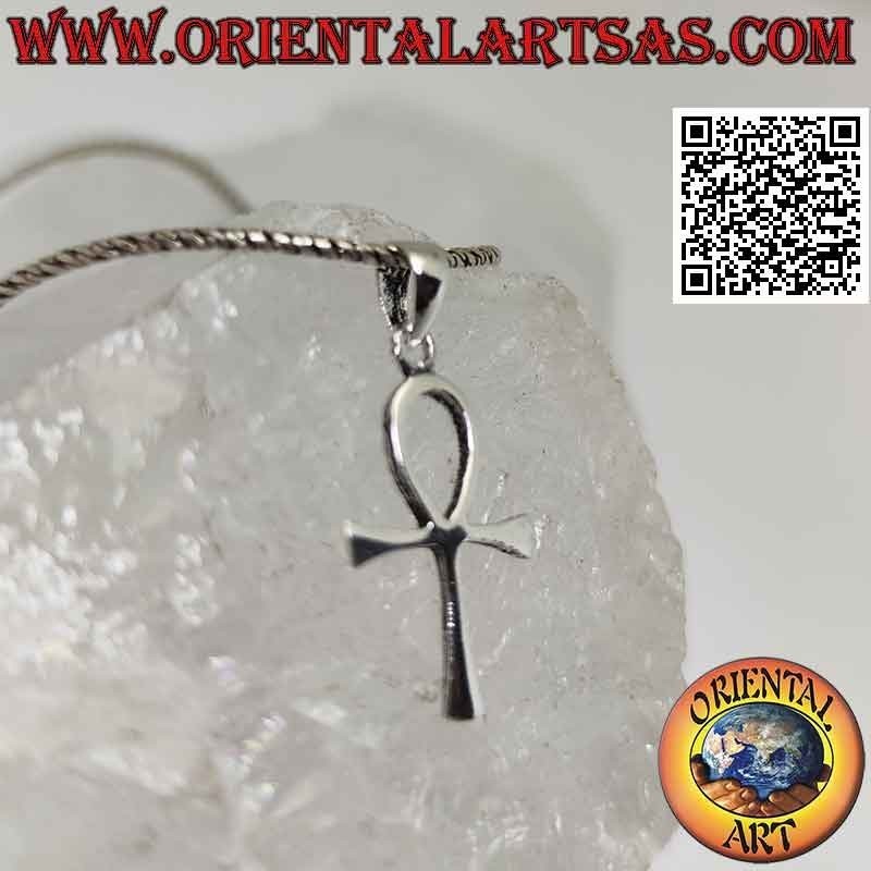 Silver pendant, Egyptian cross ankh (key of life) smooth and thin
