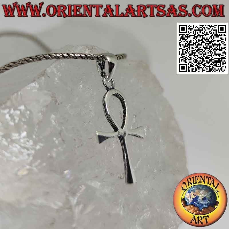 Pendentif en argent, croix égyptienne ankh (clé de vie) lisse et fine