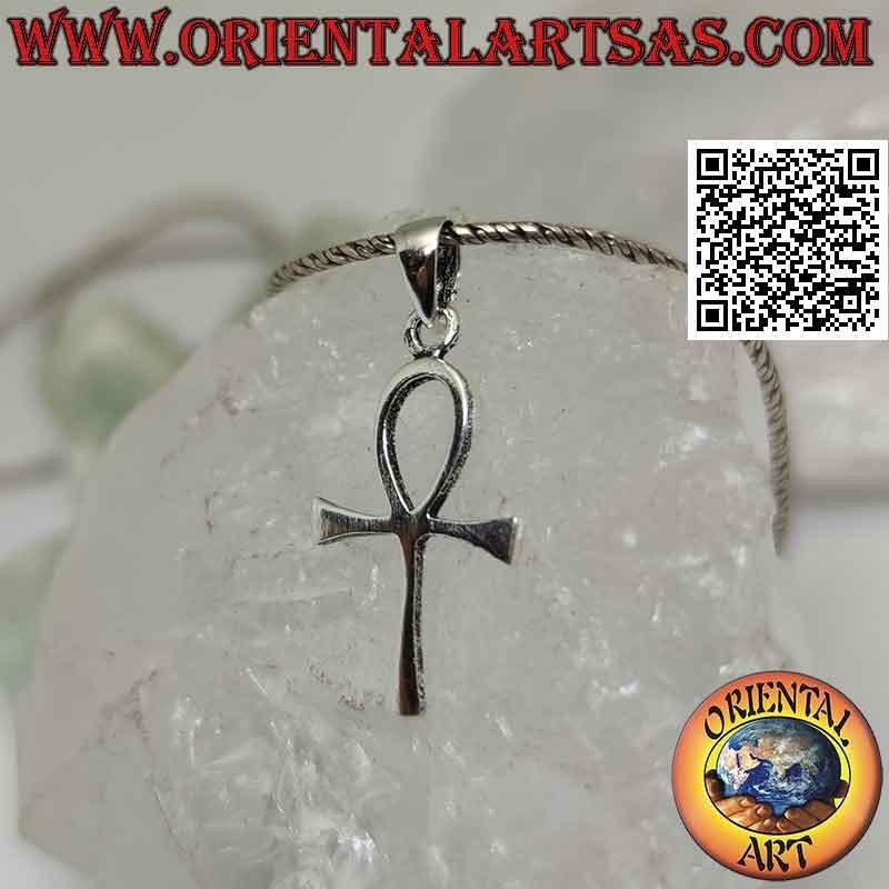 Colgante de plata, cruz egipcia ankh (llave de la vida) lisa y fina