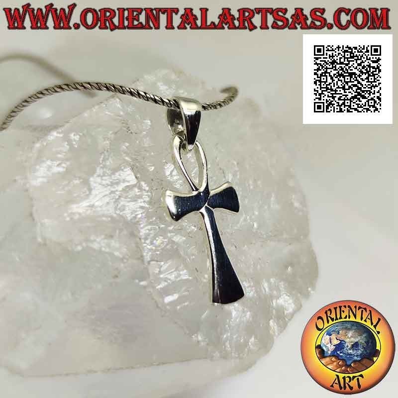 Colgante de plata, cruz egipcia ankh (llave de la vida) lisa y con terminaciones crecientes
