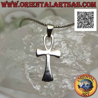 Colgante de plata, cruz egipcia ankh (llave de la vida) lisa y con terminaciones crecientes