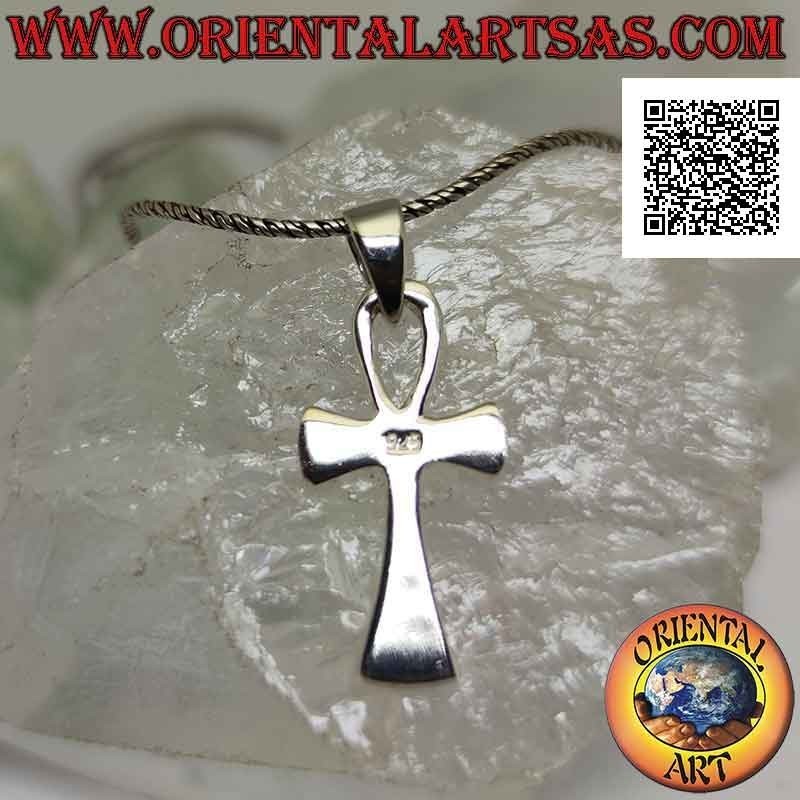 Pendentif en argent, croix égyptienne ankh (clé de vie) lisse et avec terminaisons croissantes