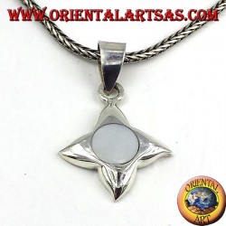 Silber Anhänger mit Perlmutt mit vier Punkten