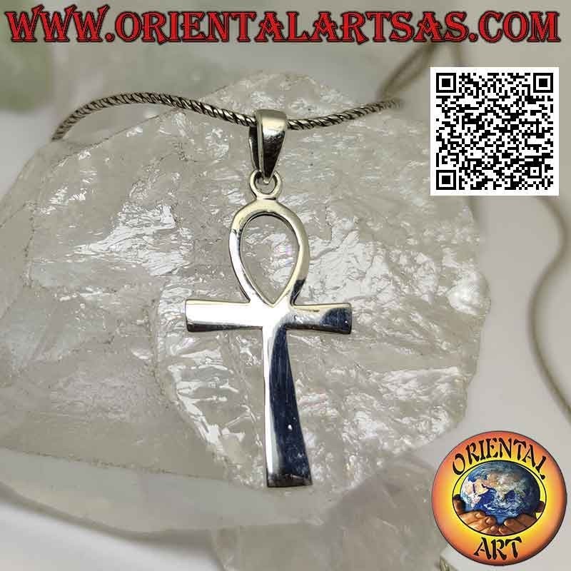 Pendentif en argent, croix égyptienne ankh "clé de vie" lisse et plate (moyen)