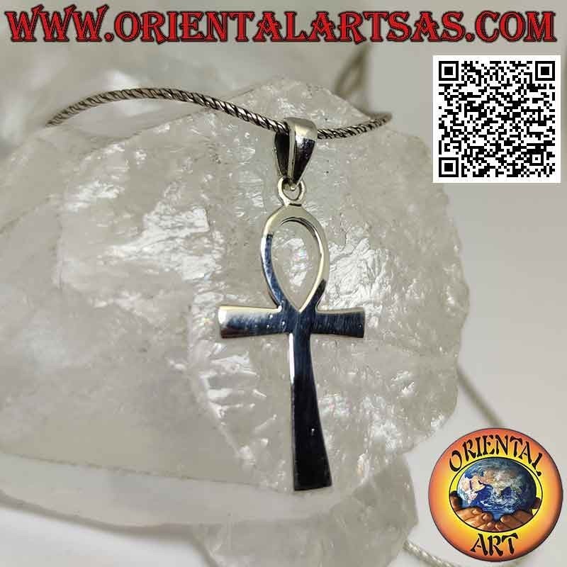 Silver pendant, Egyptian cross ankh "key of life" smooth and flat (medium)