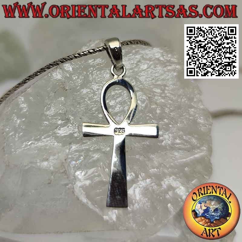 Colgante de plata, cruz egipcia ankh "llave de la vida" lisa y plana (mediana)