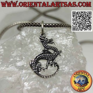 Pendentif en argent, dragon "Coccatrice" au profil pointillé
