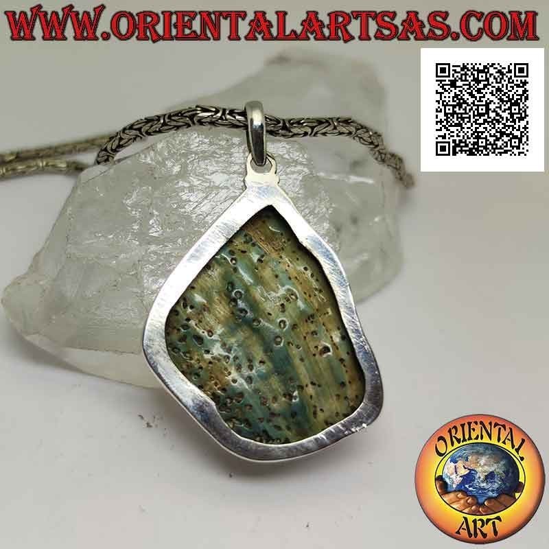 Silver pendant, large irregular triangle with paua shell (abalone)