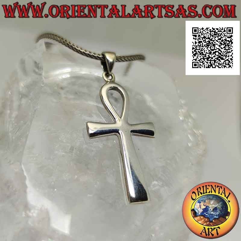 Silver pendant, Egyptian cross ankh "key of life" smooth and rounded on the edges