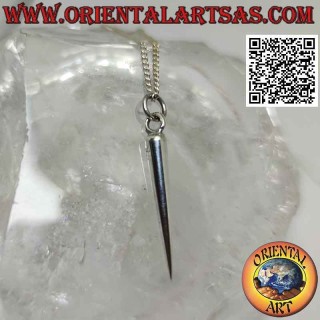 Silver pendant, elongated and smooth conical tip