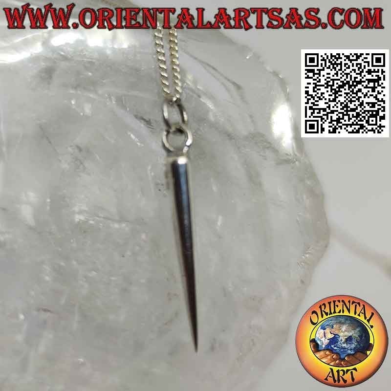 Silver pendant, elongated and smooth conical tip