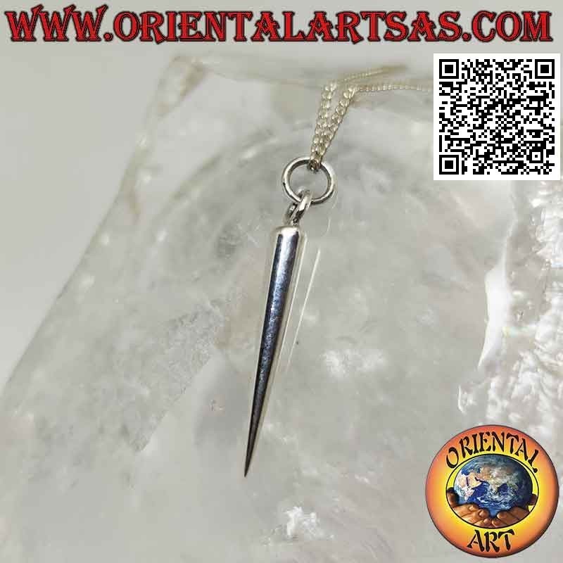 Silver pendant, elongated and smooth conical tip