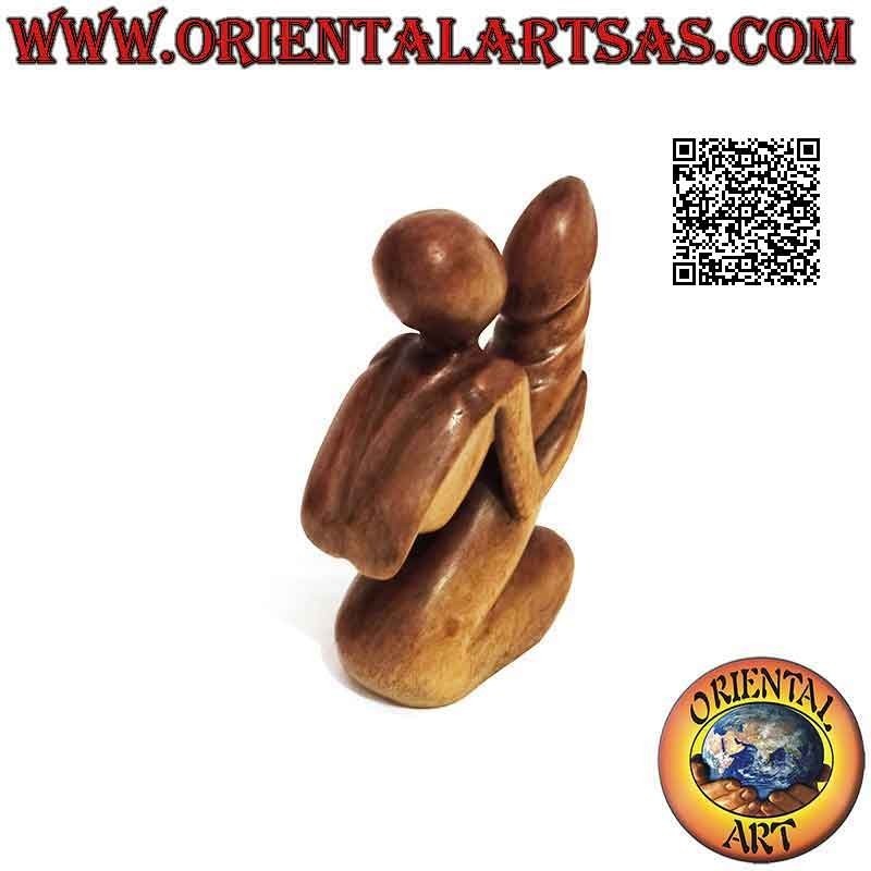 Erotische Skulptur "Der Mann umarmte den Penis" im abstrakten Stil aus Suarholz, 17 cm